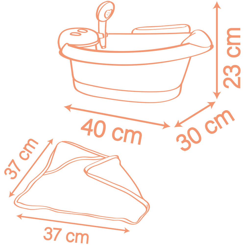 Cadita pentru papusa Smoby Baby Nurse Balneo Bath roz cu 3 accesorii