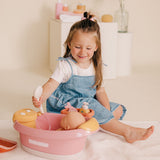Cadita pentru papusa Smoby Baby Nurse Balneo Bath roz cu 3 accesorii