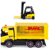 Camion Dickie Toys DHL Heavy Loader Truck 22 cm cu stivuitor