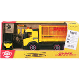Camion Dickie Toys DHL Heavy Loader Truck 22 cm cu stivuitor
