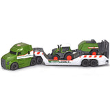 Camion Dickie Toys Fendt Micro Farm Truck 32 cm cu tractor si presa de balotat