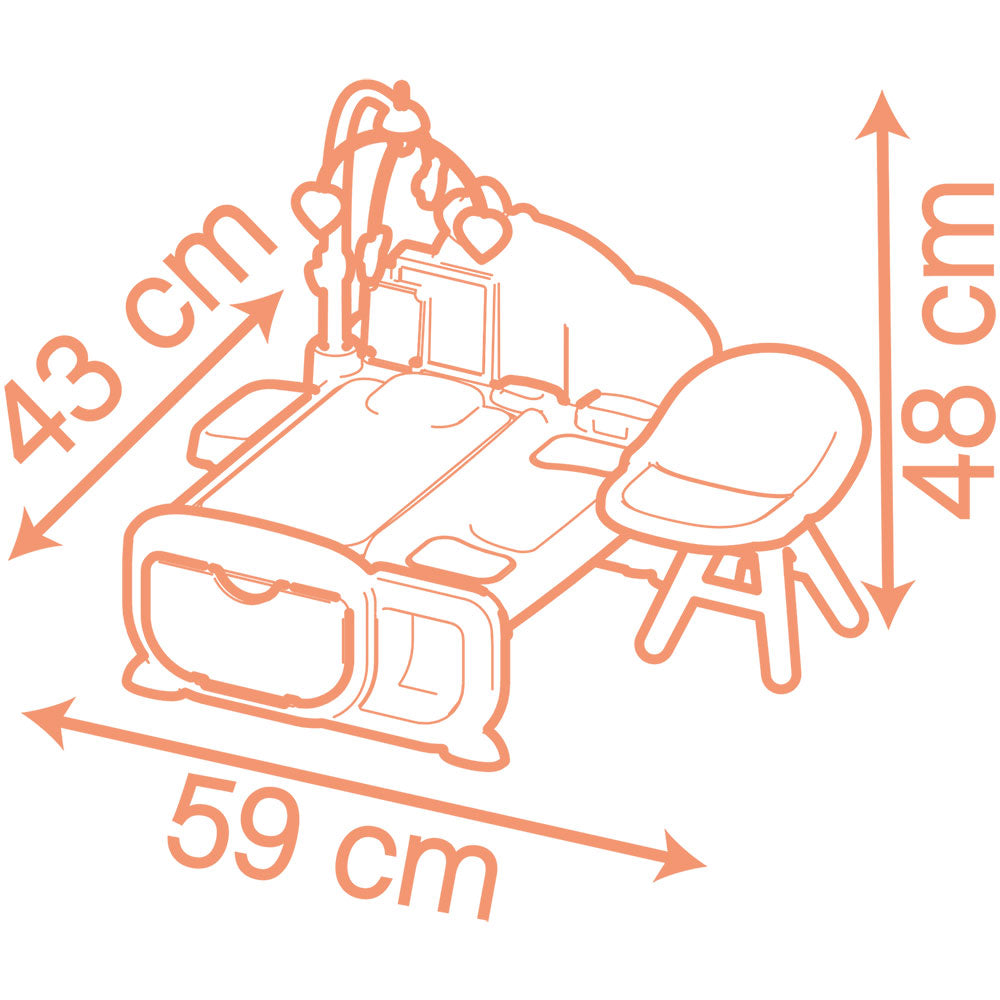 Centru de ingrijire pentru papusi Smoby Baby Nurse Cocoon Nursery 3 in 1 cu 16 accesorii