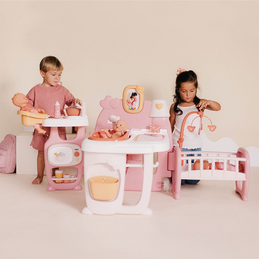 Centru de ingrijire pentru papusi Smoby Baby Nurse Large Doll`s Play Center cu 18 accesorii
