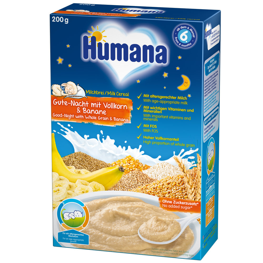 Cereale Humana noapte buna cu fulgi de ovaz si banane de la 6 luni 200 g - gogobaby.ro