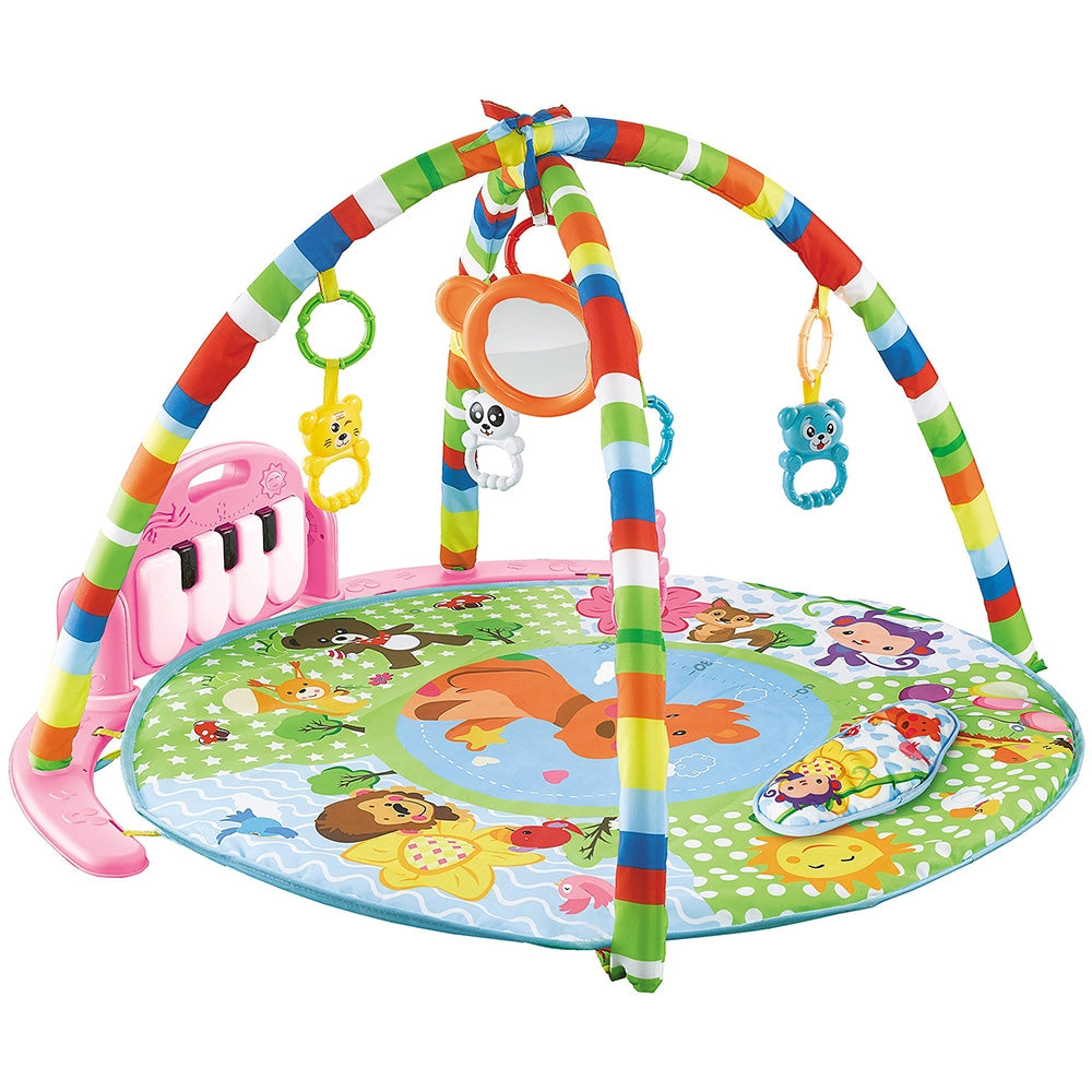 Covoras de joaca cu pian Chipolino Happy Cangaroo pink - gogobaby.ro