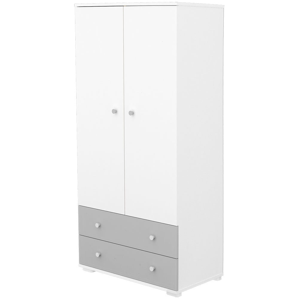 Dulap cu 2 usi si 2 sertare Hubners Patrik alb grafit - gogobaby.ro