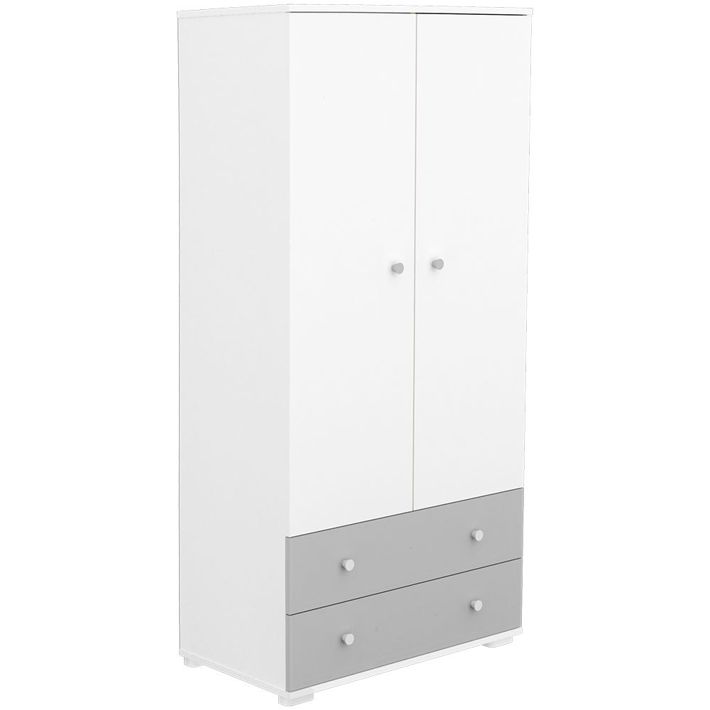 Dulap cu 2 usi si 2 sertare Hubners Patrik alb grafit - gogobaby.ro