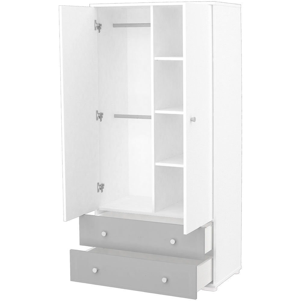 Dulap cu 2 usi si 2 sertare Hubners Patrik alb grafit - gogobaby.ro