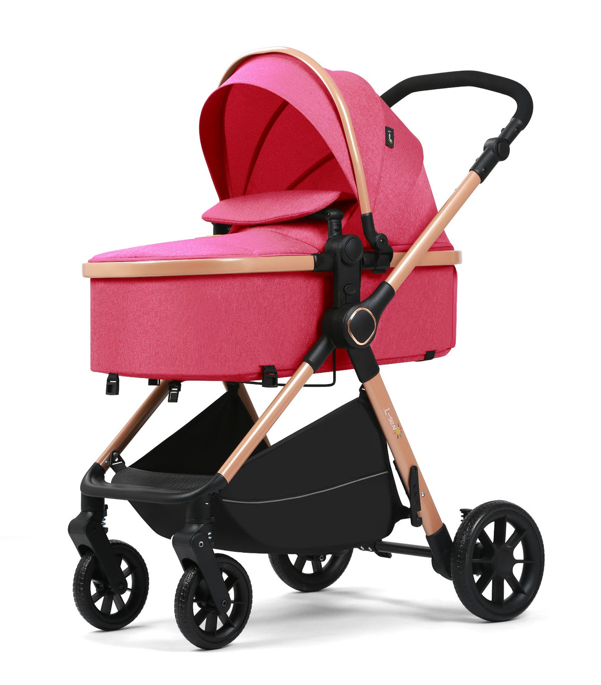 Carucior 2 in 1 L-Sun Nadia, Transformabil, Maner reversibil, Cadrul aluminiu, Include saculet de picioare, Geanta pentru parinti, Sustine 22 kg, Pink Orchid - gogobaby.ro