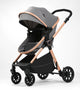Carucior 2 in 1 L-Sun Nadia, Transformabil, Maner reversibil, Cadrul aluminiu, Include saculet de picioare, Geanta pentru parinti, Sustine 22 kg, Gray
