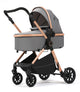 Carucior 2 in 1 L-Sun Nadia, Transformabil, Maner reversibil, Cadrul aluminiu, Include saculet de picioare, Geanta pentru parinti, Sustine 22 kg, Gray