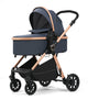 Carucior 2 in 1 L-Sun Nadia, Transformabil, Maner reversibil, Cadrul aluminiu, Include saculet de picioare, Geanta pentru parinti, Sustine 22 kg, Anthracite