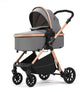 Carucior 2 in 1 L-Sun Nadia, Transformabil, Maner reversibil, Cadrul aluminiu, Include saculet de picioare, Geanta pentru parinti, Sustine 22 kg, Gray