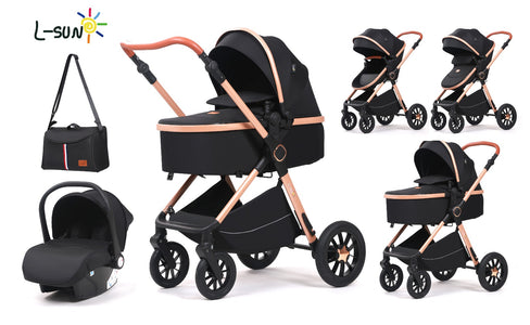 Carucior L-Sun Marina 3 in 1 NEGRU