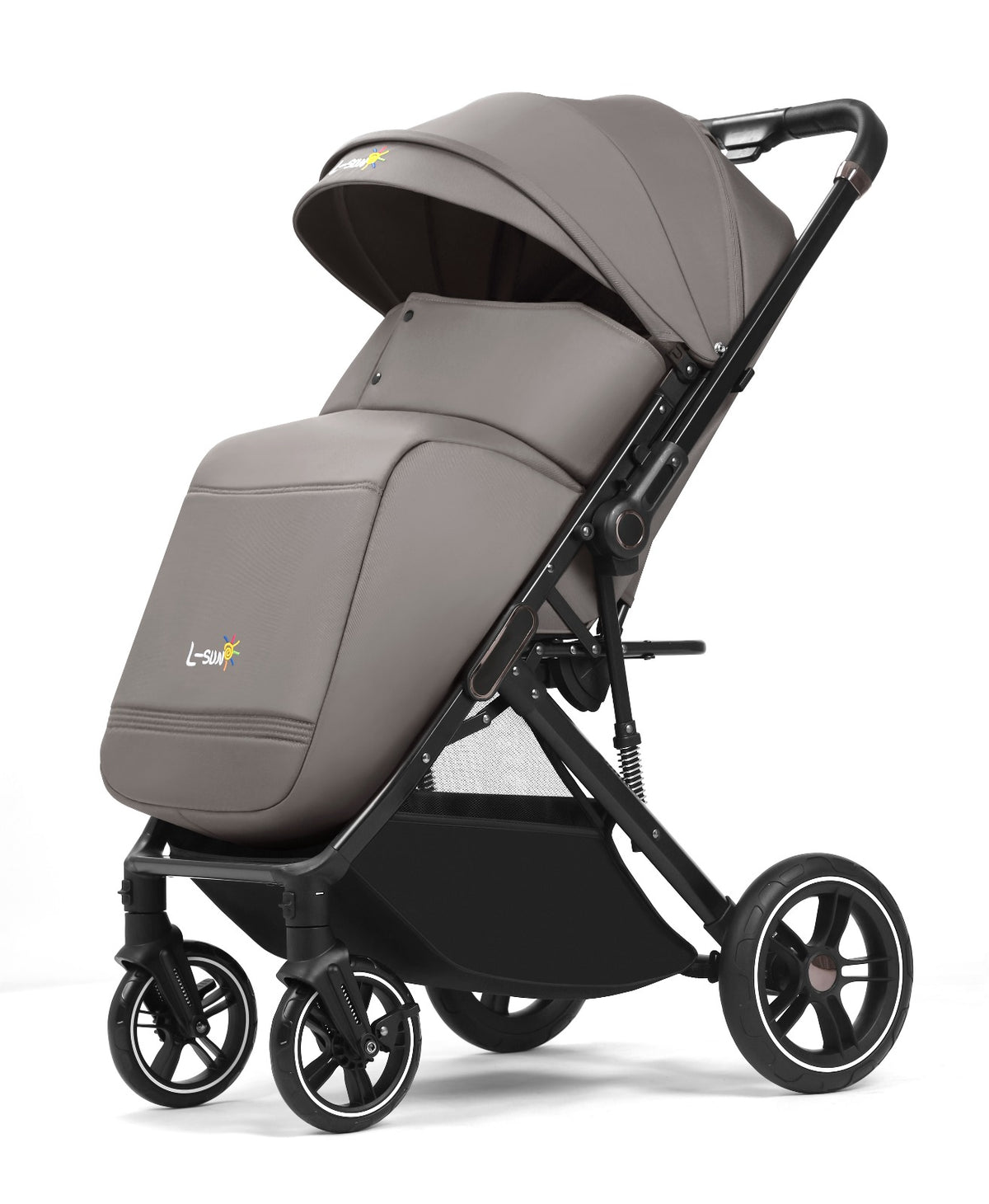 Carucior sport L-Sun Quest, Tip Troller, Maner Reversibil, Husa Picioare, Geanta Scutece, Gray - gogobaby.ro