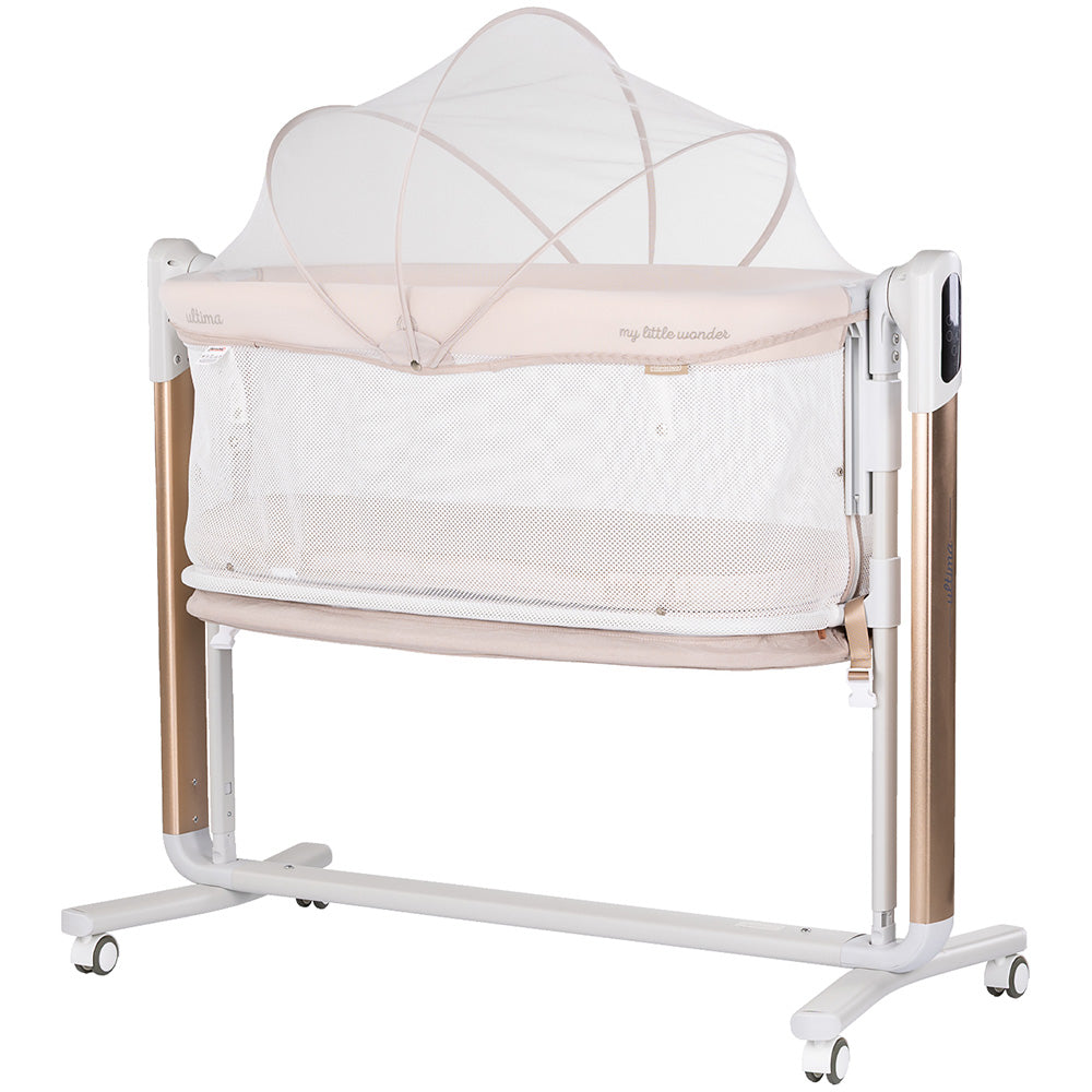 Leagan electric si patut pentru copii Chipolino Ultima cu laterala culisanta beige
