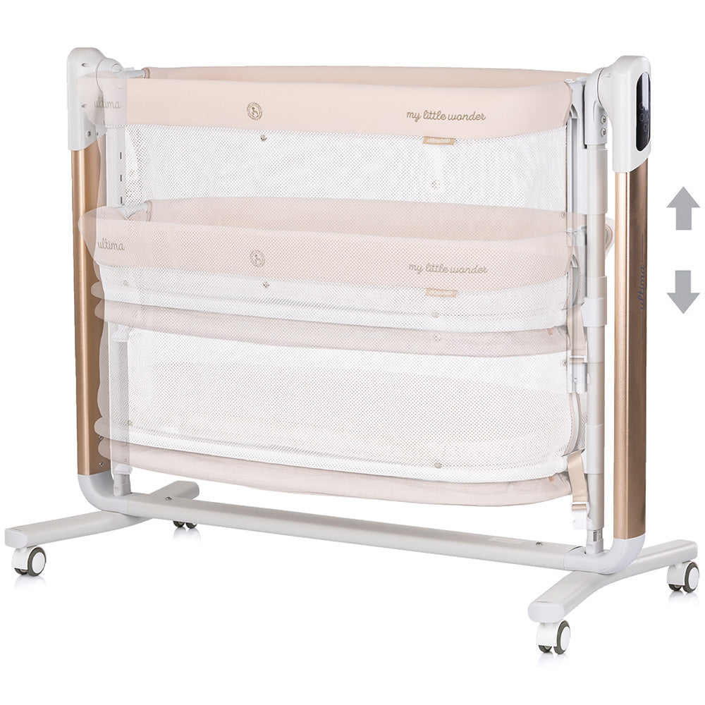 Leagan electric si patut pentru copii Chipolino Ultima cu laterala culisanta beige