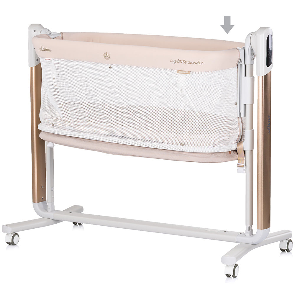 Leagan electric si patut pentru copii Chipolino Ultima cu laterala culisanta beige