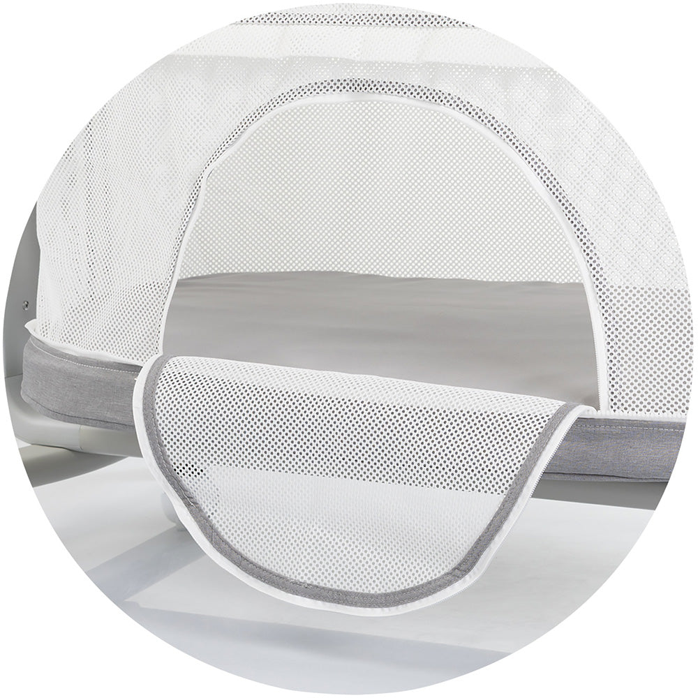 Leagan electric si patut pentru copii Chipolino Ultima cu laterala culisanta grey