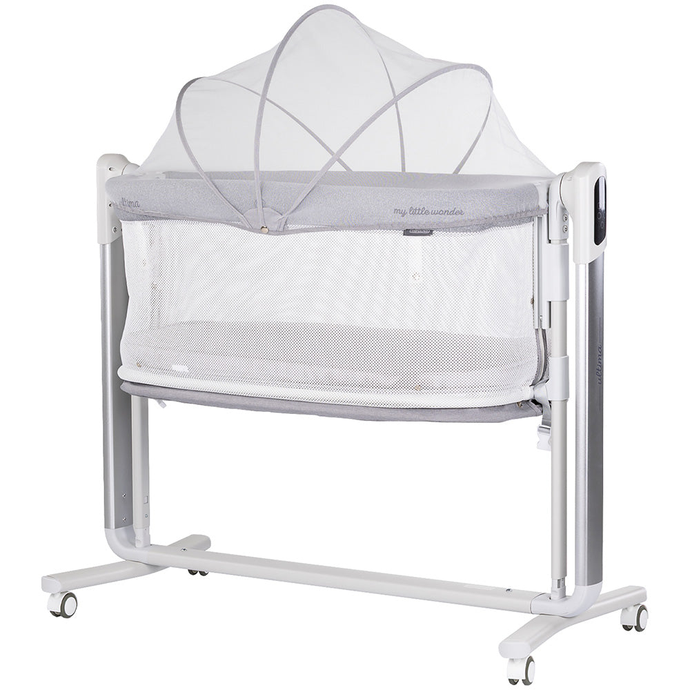 Leagan electric si patut pentru copii Chipolino Ultima cu laterala culisanta grey