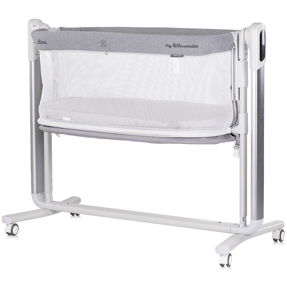 Leagan electric si patut pentru copii Chipolino Ultima cu laterala culisanta grey