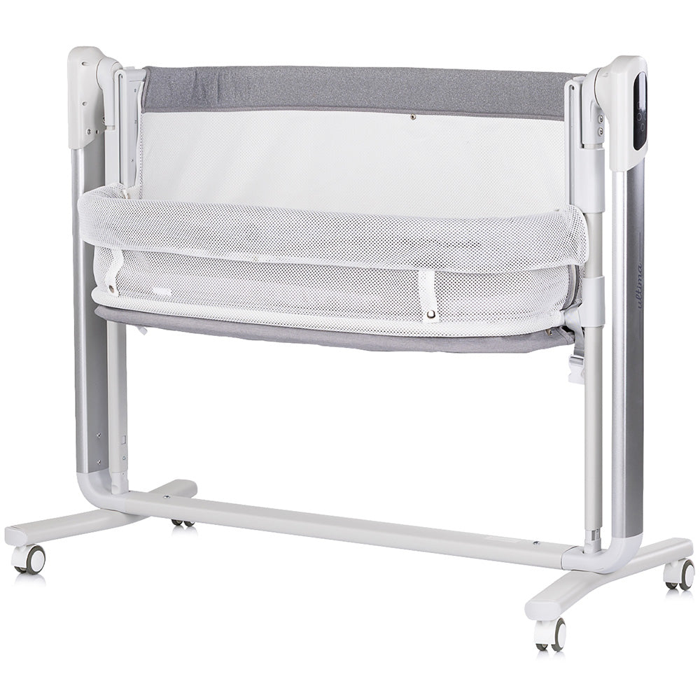 Leagan electric si patut pentru copii Chipolino Ultima cu laterala culisanta grey