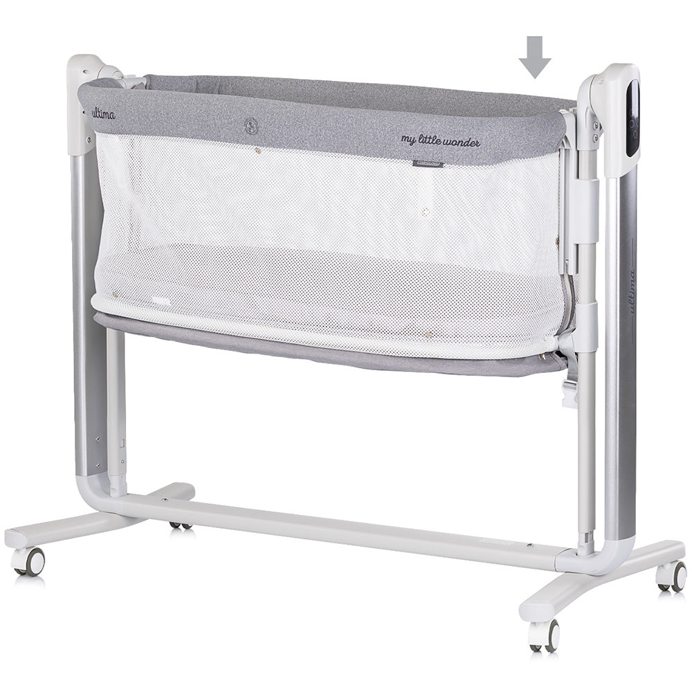 Leagan electric si patut pentru copii Chipolino Ultima cu laterala culisanta grey