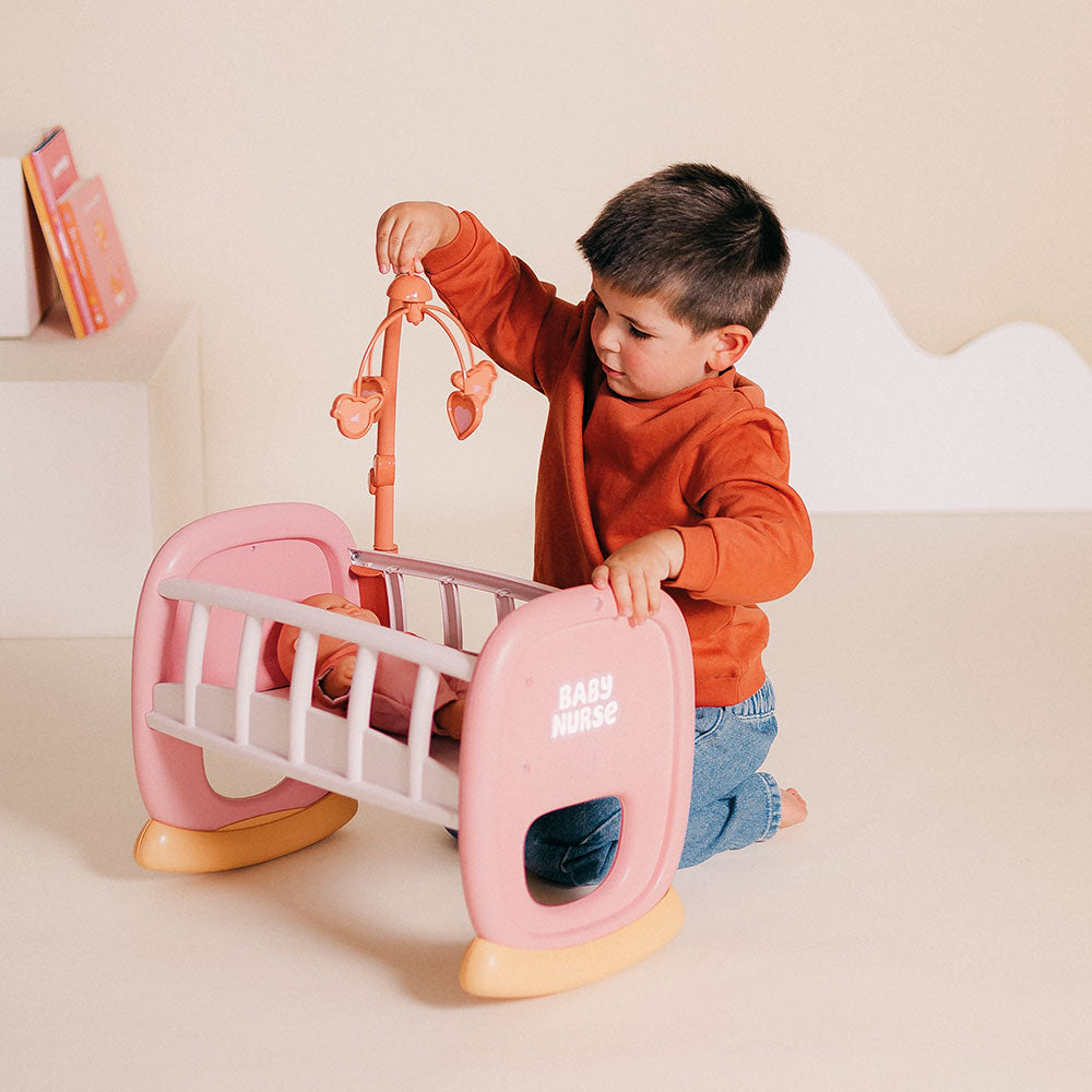 Leagan pentru papusa Smoby Baby Nurse Baby's Cot cu carusel