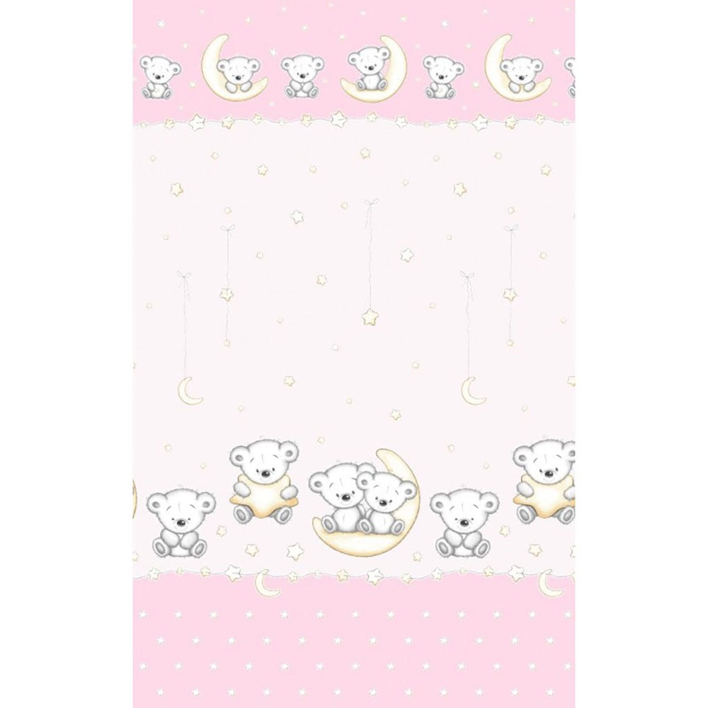 Lenjerie patut Hubners Ursulet pe Semiluna 4 piese roz - gogobaby.ro