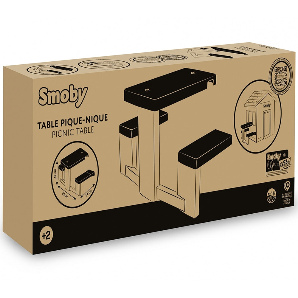 Masa de picnic cu doua banci Smoby Life pentru casuta verde
