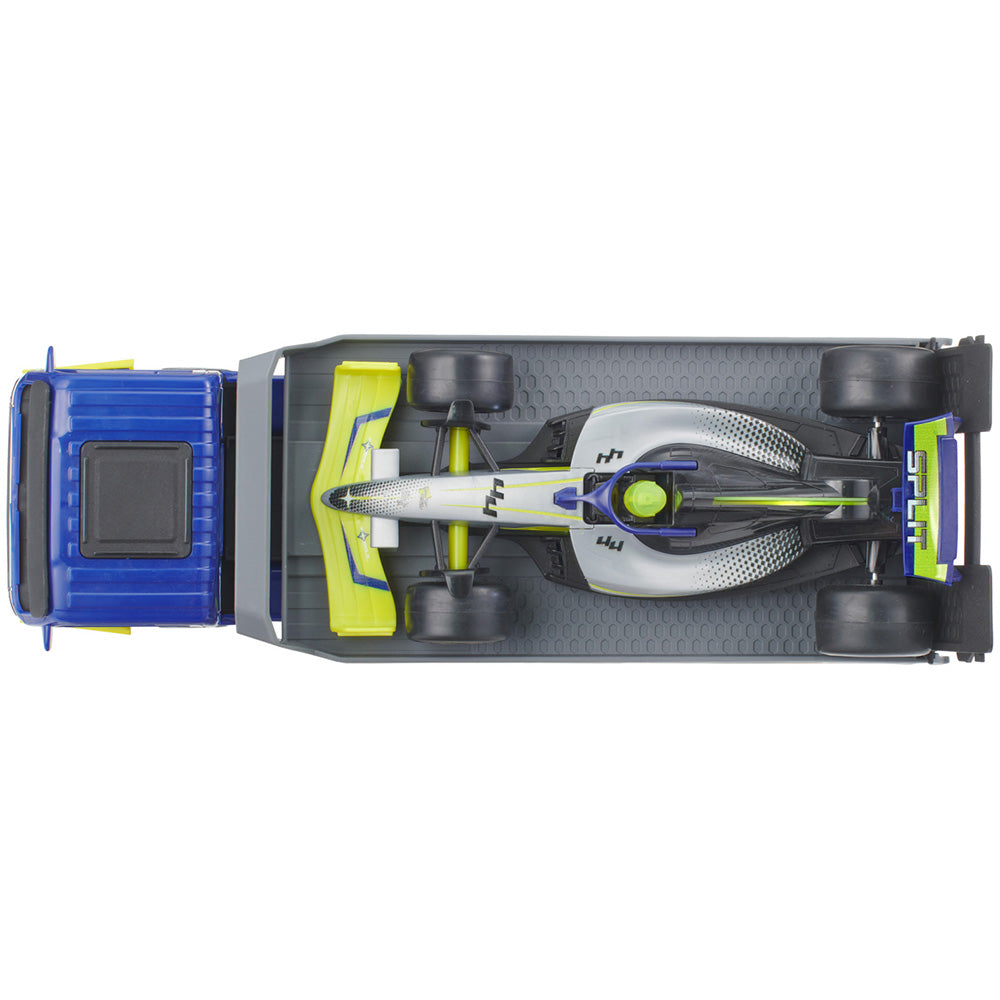Masina Dickie Toys Formula Transporter Team Split 35 cm cu lumini si sunete