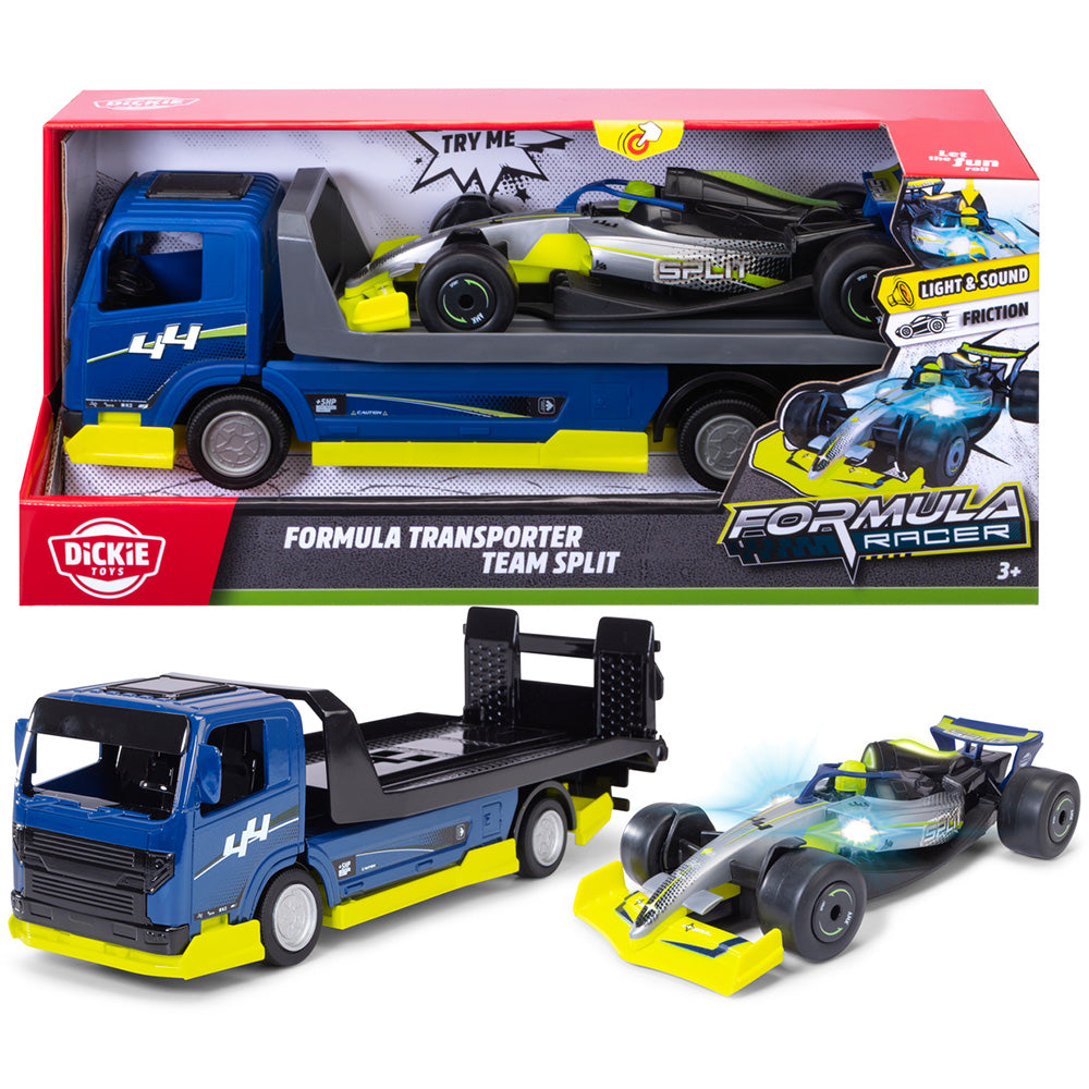 Masina Dickie Toys Formula Transporter Team Split 35 cm cu lumini si sunete
