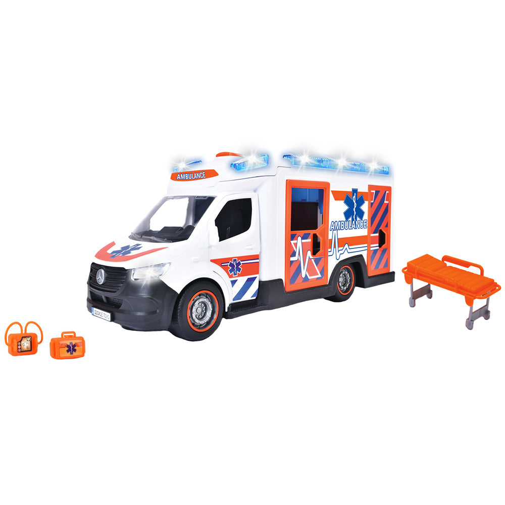 Masina ambulanta Dickie Toys Mercedes-Benz Sprinter cu lumini si sunete