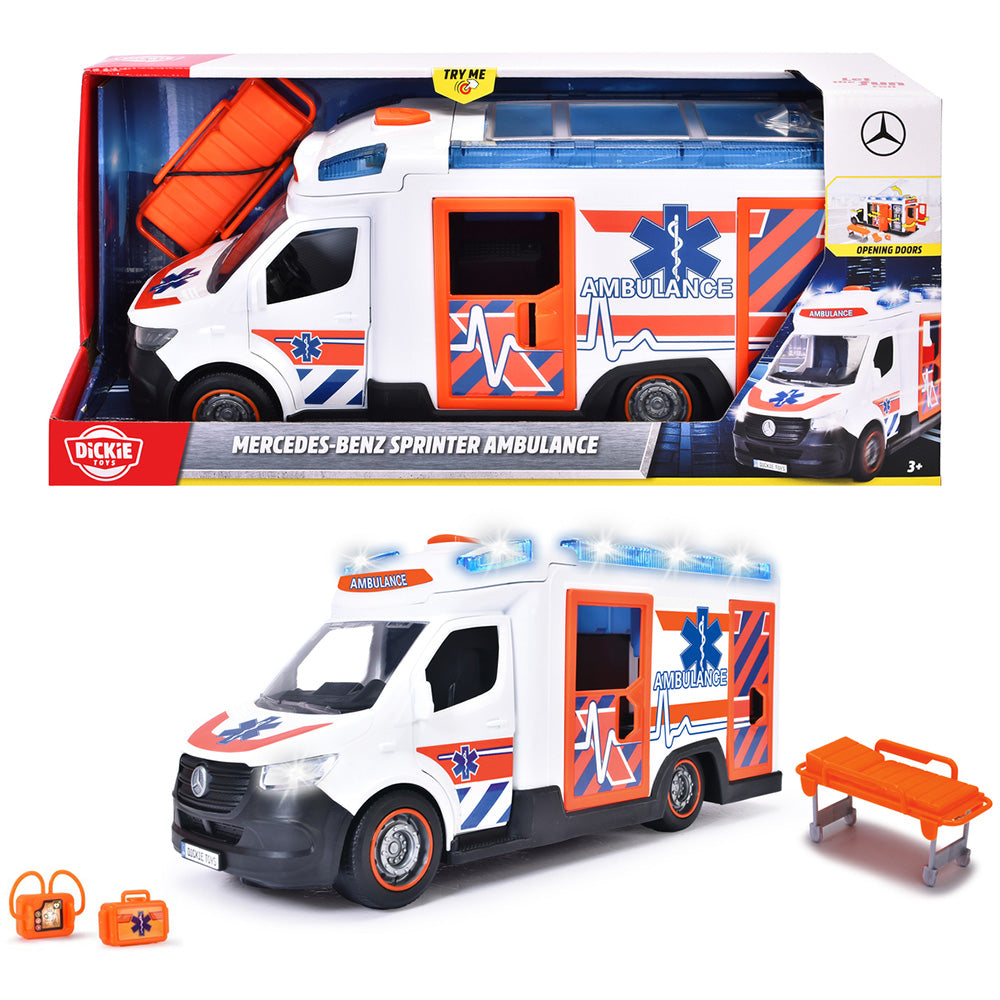 Masina ambulanta Dickie Toys Mercedes-Benz Sprinter cu lumini si sunete