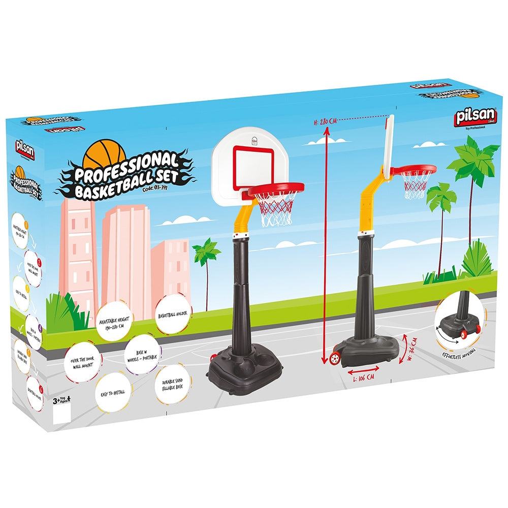 Panou cu stativ si cos baschet pentru copii Pilsan Professional Basketball Set - gogobaby.ro