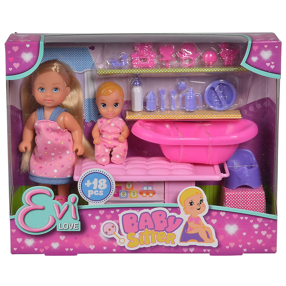 Papusa Simba Evi Love Babysitter 12 cm cu figurina si accesorii - gogobaby.ro