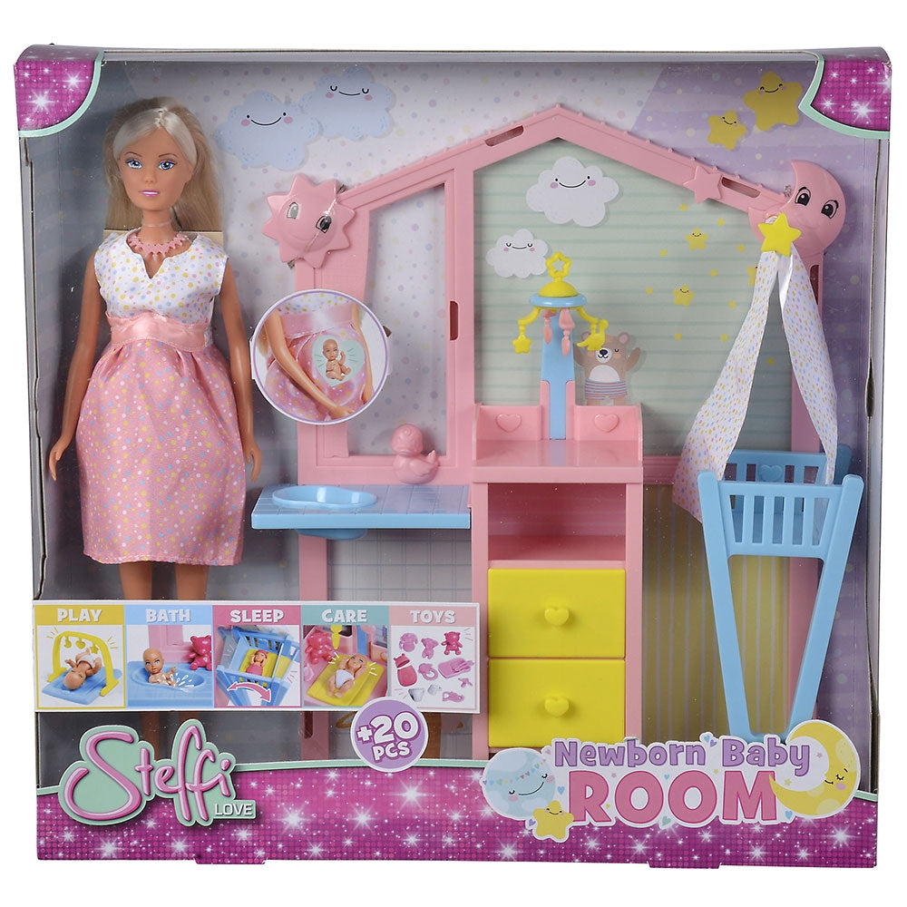 Papusa Simba Steffi Love Newborn Baby Room 29 cm cu figurina si accesorii