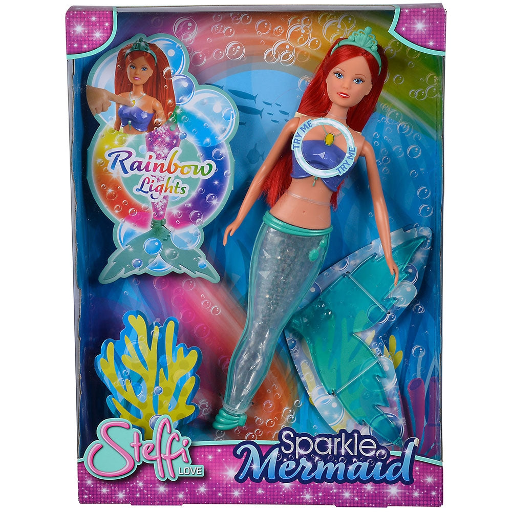 Papusa Simba Steffi Love Sparkle Mermaid 29 cm cu lumini - gogobaby.ro