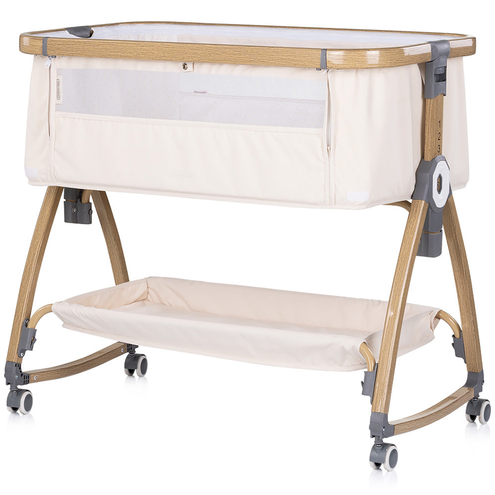 Patut co-sleeper Chipolino Charisma cu laterala culisanta cashmere wood