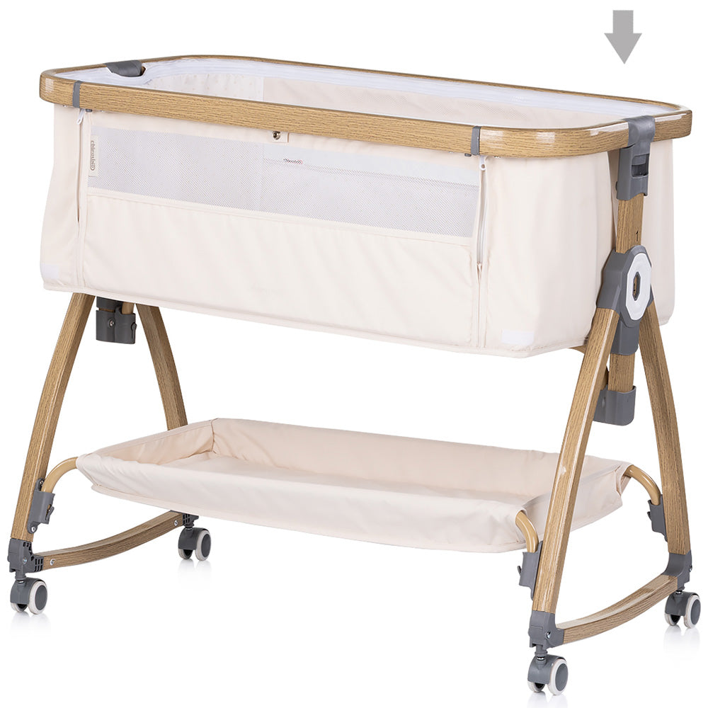 Patut co-sleeper Chipolino Charisma cu laterala culisanta cashmere wood