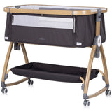 Patut co-sleeper Chipolino Charisma cu laterala culisanta charcoal wood