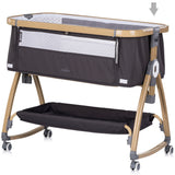 Patut co-sleeper Chipolino Charisma cu laterala culisanta charcoal wood