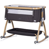 Patut co-sleeper Chipolino Charisma cu laterala culisanta charcoal wood