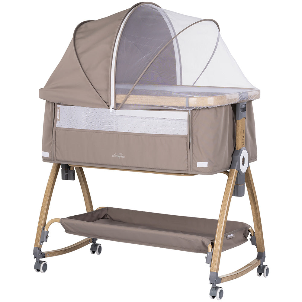Patut co-sleeper Chipolino Charisma cu laterala culisanta latte wood