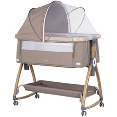 Patut co-sleeper Chipolino Charisma cu laterala culisanta latte wood