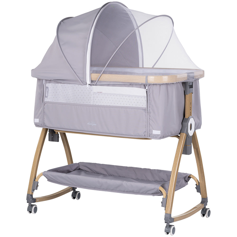 Patut co-sleeper Chipolino Charisma cu laterala culisanta platinum wood