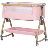 Patut co-sleeper Chipolino Charisma cu laterala culisanta powder pink wood