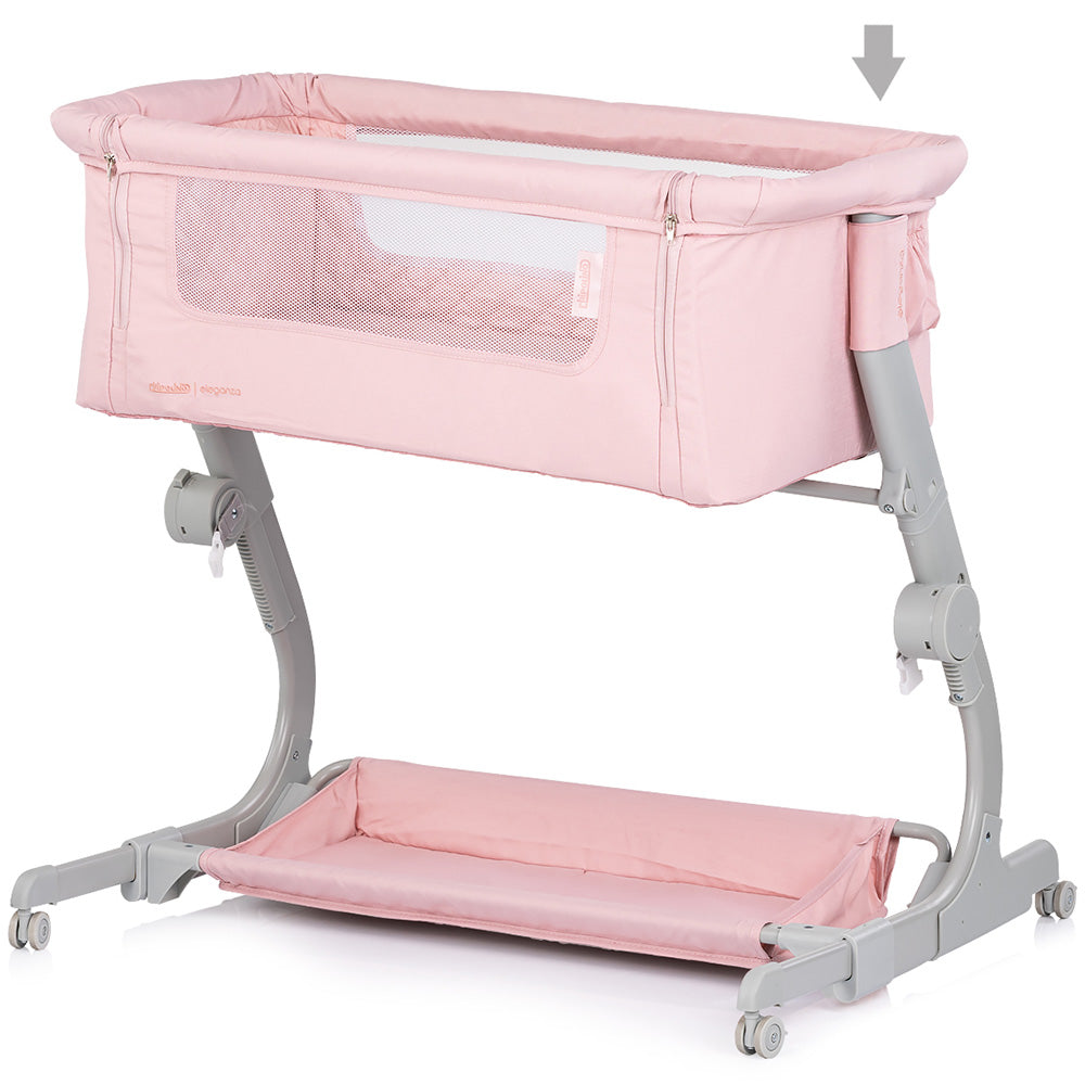 Patut co-sleeper Chipolino Eleganza cu laterala culisanta pink marshmallow