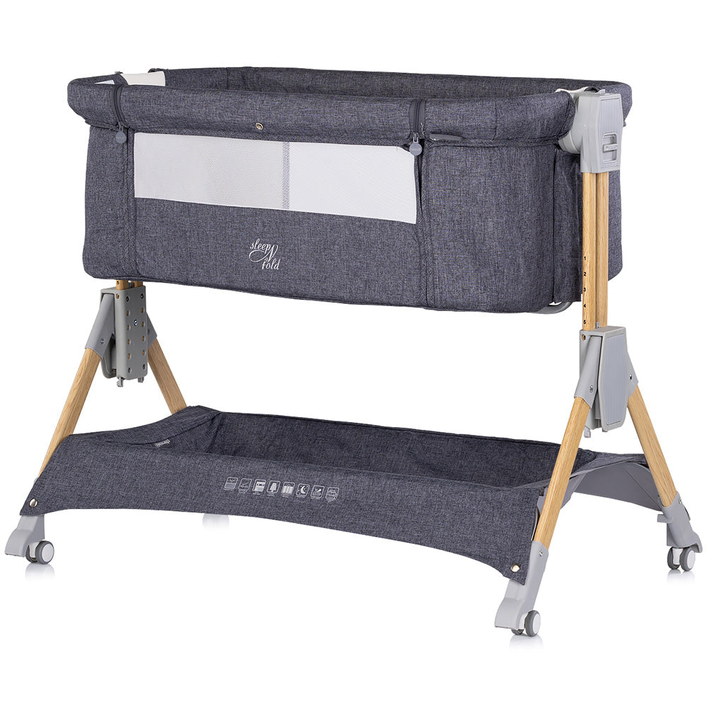 Patut co-sleeper pliabil Chipolino SleepNFold charcoal