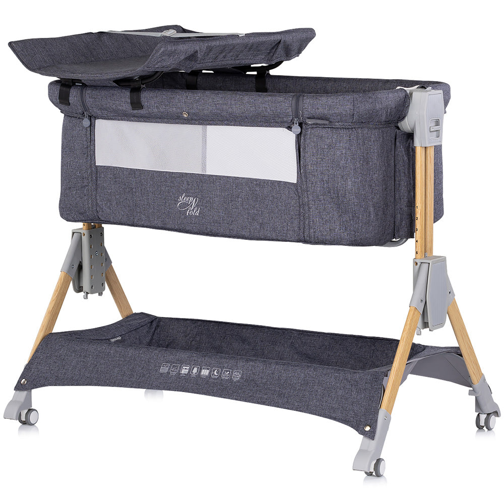 Patut co-sleeper pliabil Chipolino SleepNFold charcoal